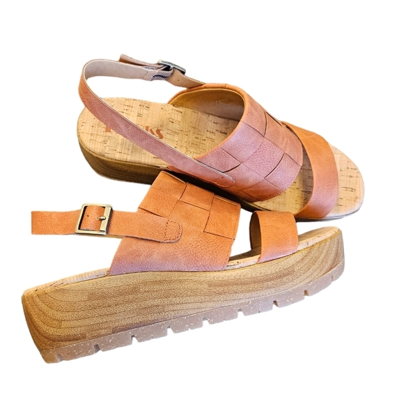 Korks Fraya Orange Cinnamon Nubuck Wedge Clog Sandals NEW - Picture 7 of 7